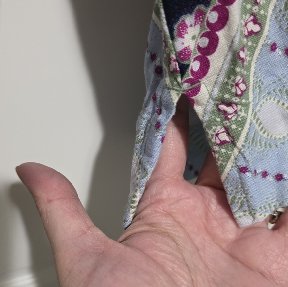 LOFT Paisley Boho Floral Patchwork Linen Blend Peasant Blouse 3/4 Raglan Sleeve - Picture 5 of 13